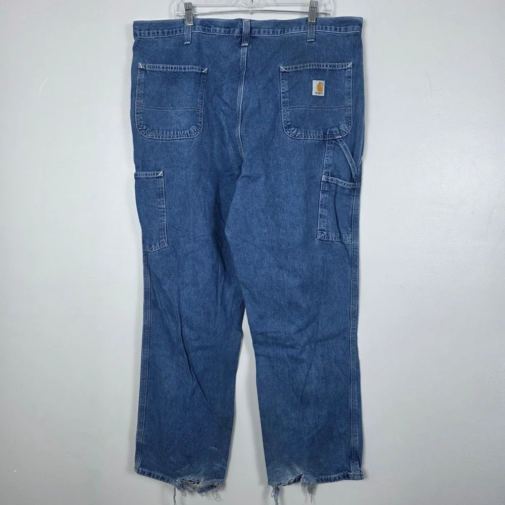 Carhartt Dungaree Fit Carpenter Jeans Mens 41x31 Blue Denim Work Pants 382-83